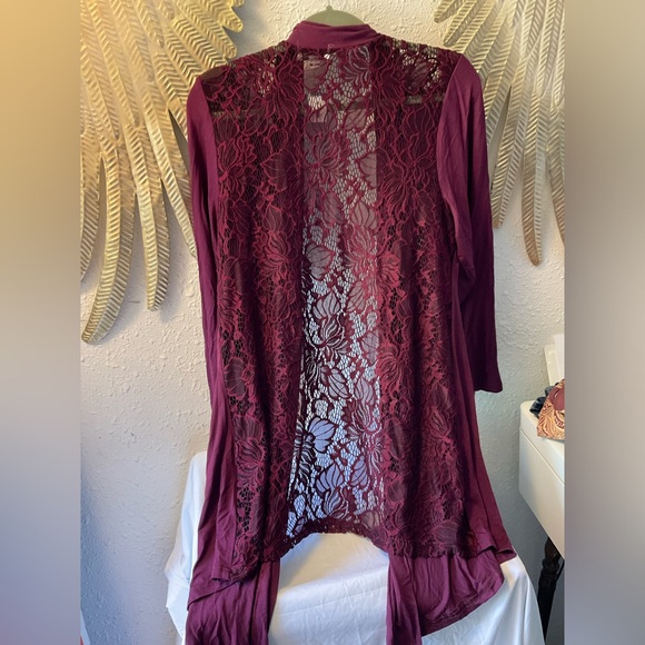 ❌NWT Arianna by Howard's Lace Back Plum Cardigan Size L/XL - Picture 5 of 6